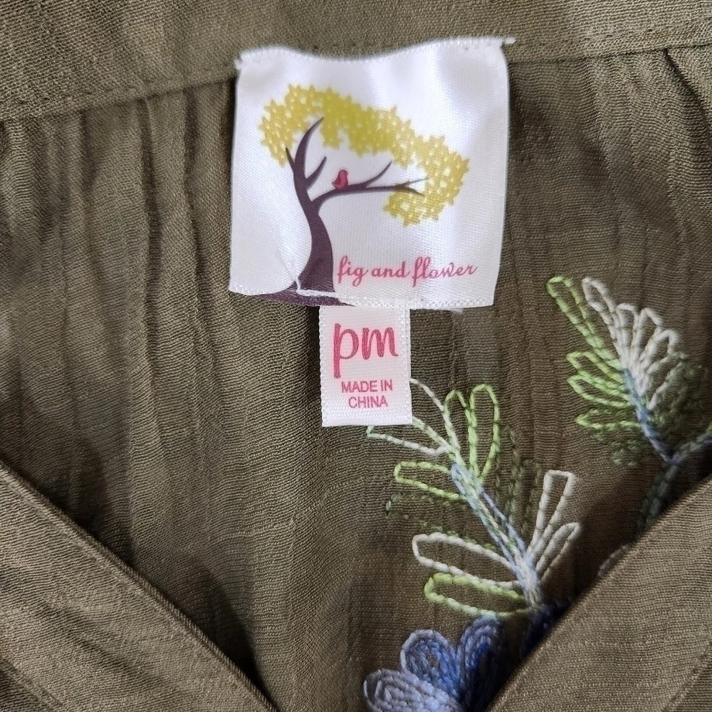 ANTHROPOLOGIE Fig and Flower,Olive Floral Dress, US Women's Medium NWT - Picture 6 of 10
